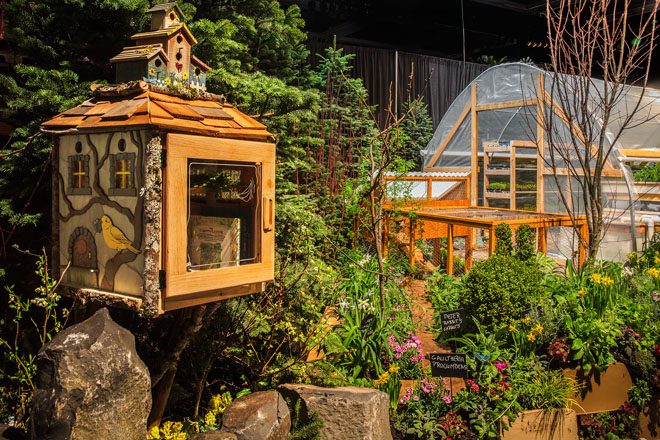 An edible, sustainable garden display created by Farmer Frog in 2017. Show manager Jeff Swenson says, “The show will continue embracing new trends in sustainability, local food sourcing and procurement, as well as urban development.” Photo: courtesy of NWF&G Show