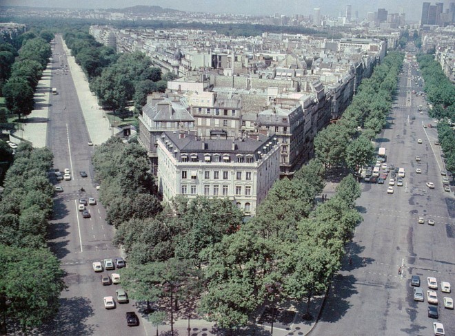 Tree-lined boulevards from the Arc de Triomphe, Paris