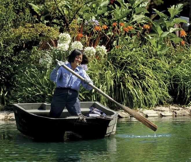 Daisy Mah rows to her island garden. Photograph by Sacramento Bee/Owen Brewer