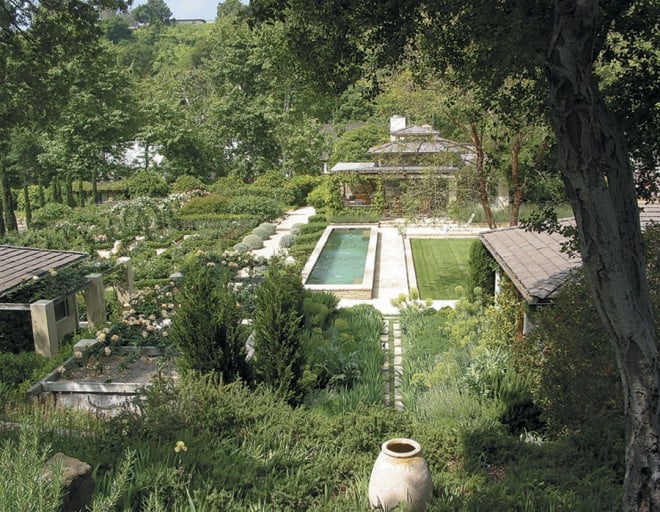 Nancy Goslee Power consciously lined up elements in the Jones garden, yet allows many of the plants to billow and soften the geometry of the garden. Photograph by Marcia Lee