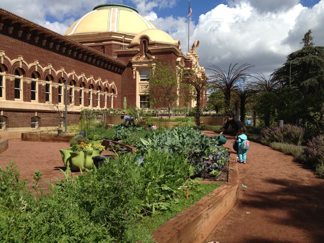 Raised beds filled with vegetables, fruits, and herbs in the Edible Garden offer delicious inspiration for home growers. Photo: Carol Bornstein