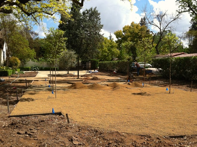Setting the stage for games with the new pétanque court. Photo: Kirsten Honeyman