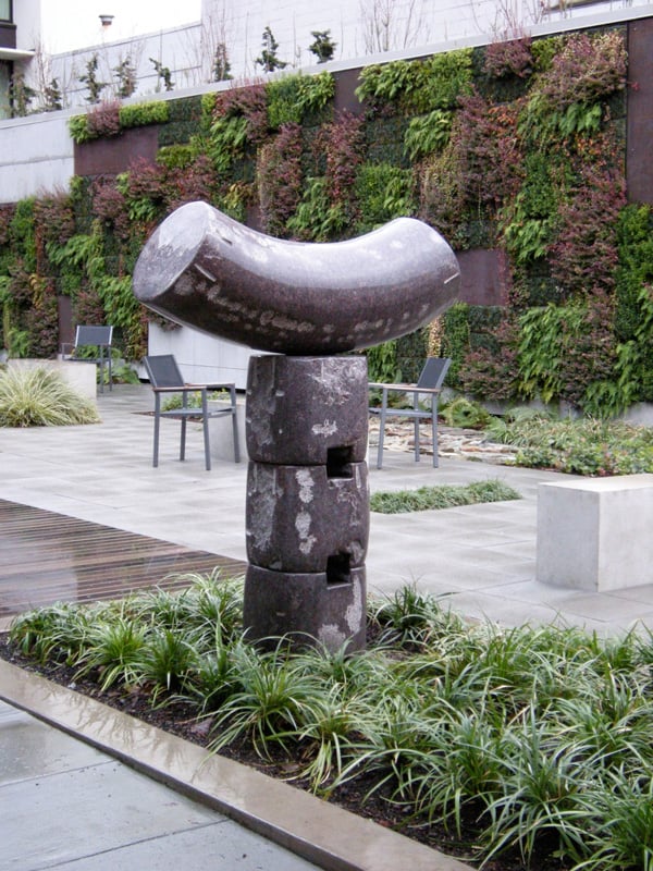 This piece, located in the entry courtyard of Hotel Modera in downtown Portland, is part of commissioned series collectively entitled Continuation, created in 2008. Photo: courtesy of Laura Russo Gallery