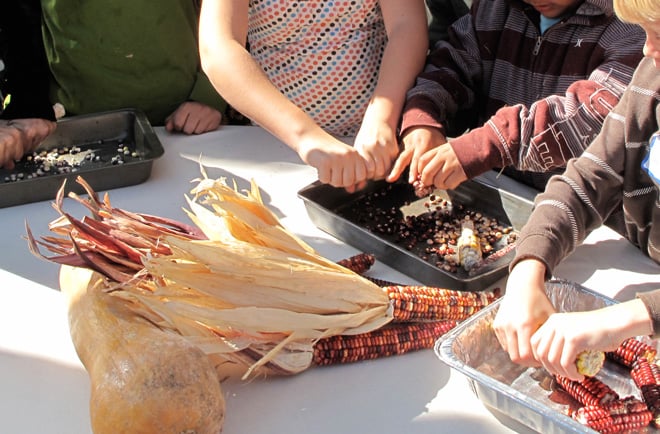 Teaching kids to save seeds. Photo: The Living Seed Company