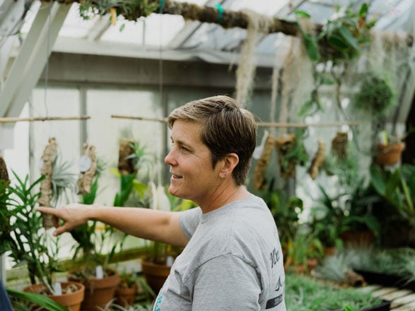Kelly Osborne leads Filoli's greenhouse and propagation operation. Photo: Ryan Tuttle