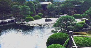 Gardens at the Adachi Museum integrate the surrounding landscape into their composition (Shakkei). Photo: Greg Graves
