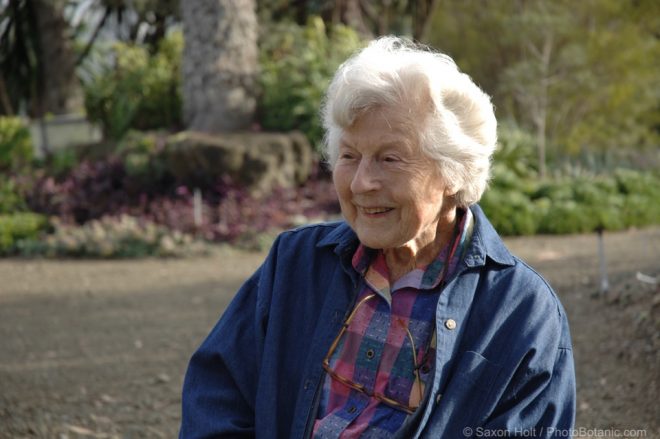 Ruth Bancroft in her garden. Age 96. Photo: Saxon Holt/PhotoBotanic.com